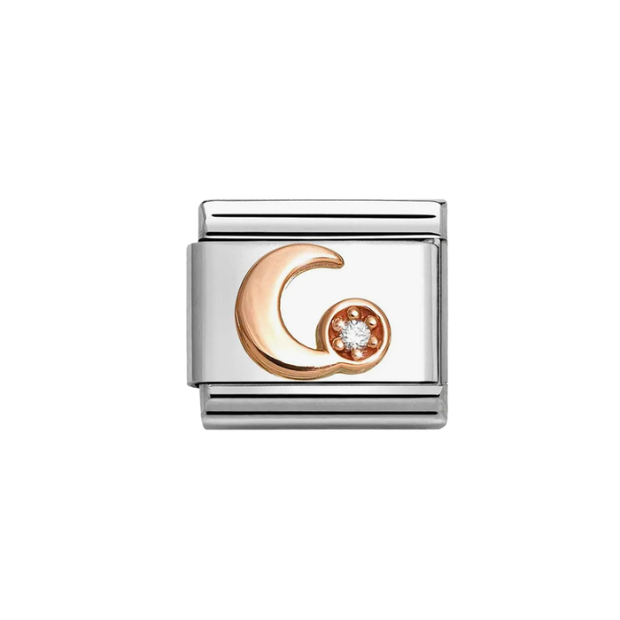 NOMINATION Classic Rose Gold Crescent Moon CZ Charm - Charms - Nomination - Bumbletree