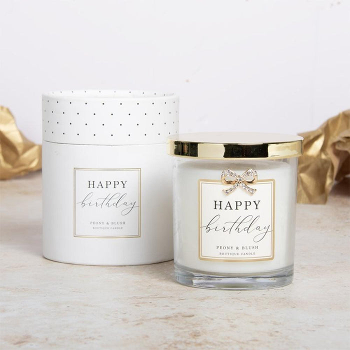 'Happy Birthday' Peony & Blush Boutique Candle - Home Fragrance - Bumbletree - Bumbletree