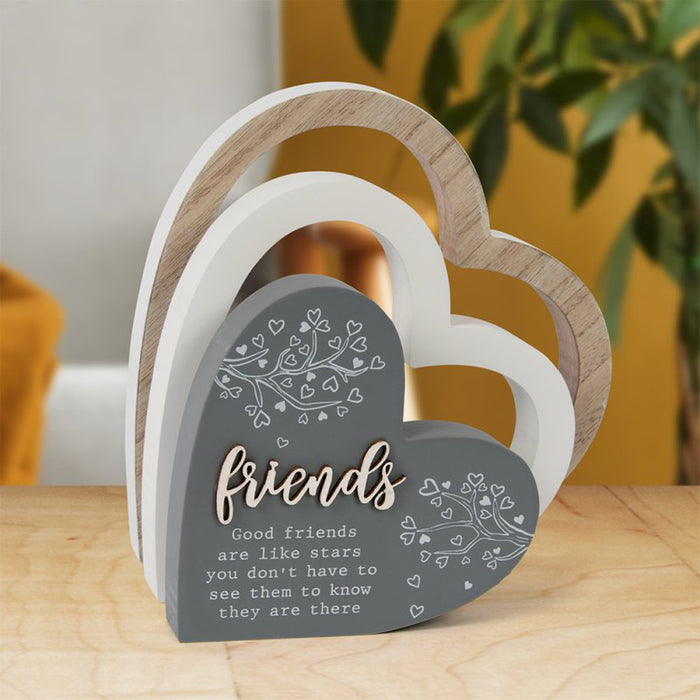 'Friends' 3D Heart Plaque Wooden Ornament - Homeware - Bumbletree - Bumbletree