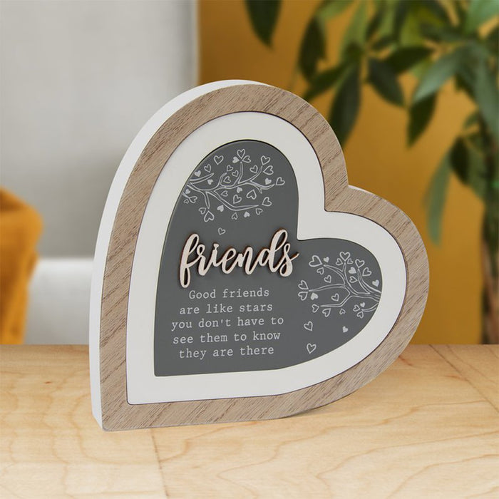 'Friends' 3D Heart Plaque Wooden Ornament - Homeware - Bumbletree - Bumbletree