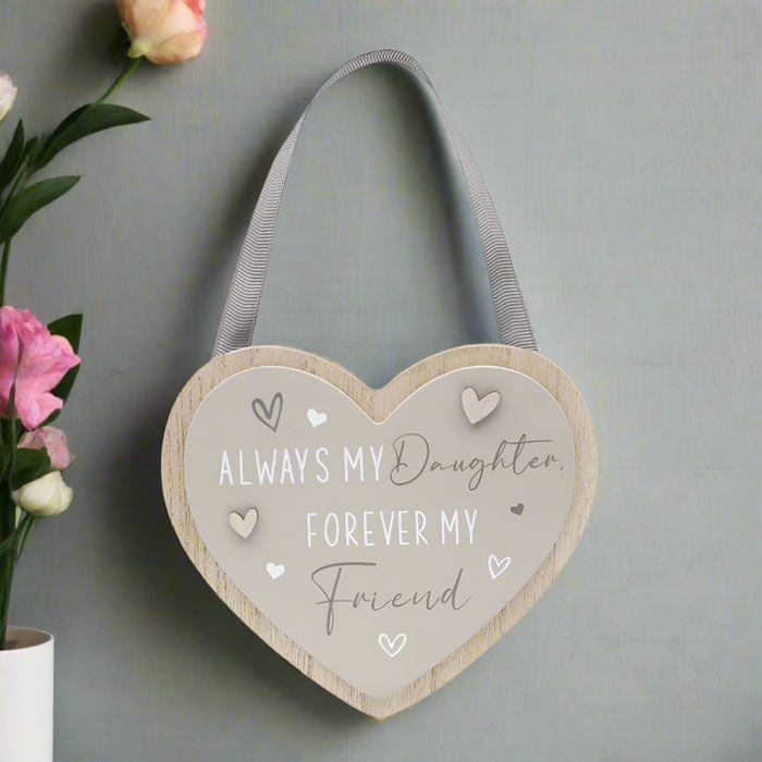 'Daughter' Wooden Hanging Heart Ornament Plaque - Gifts - Bumbletree - Bumbletree