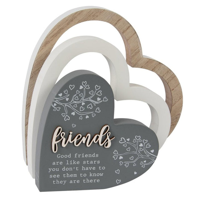 'Friends' 3D Heart Plaque Wooden Ornament - Homeware - Bumbletree - Bumbletree
