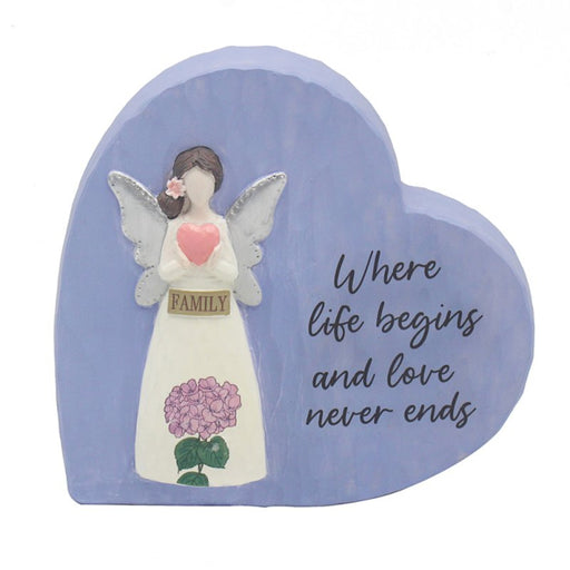 'Family' Angel Heart Wooden Ornament Plaque - Gifts - Bumbletree - Bumbletree