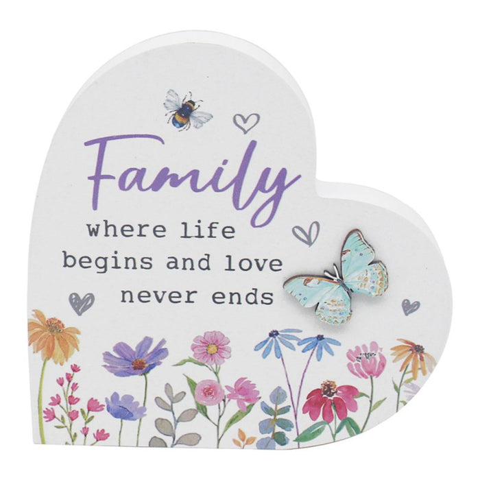 'Family' Wooden Heart Ornament Plaque - Gifts - Bumbletree - Bumbletree