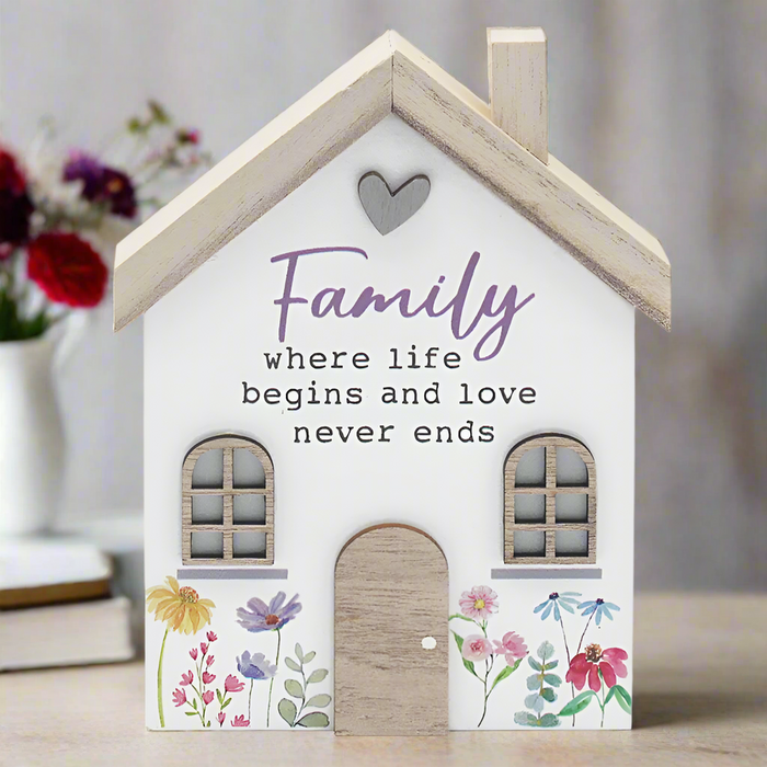 'Family' Wooden House Ornament Plaque - Gifts - Bumbletree - Bumbletree