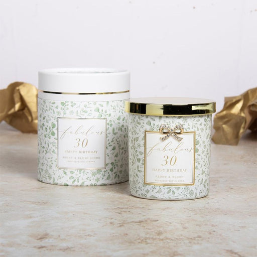 'Fabulous 30' Happy Birthday Peony & Blush Suede Boutique Candle - Home Fragrance - Bumbletree - Bumbletree