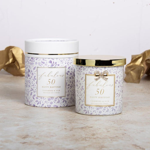 'Fabulous 50' Happy Birthday Cashmere & Silk Boutique Candle - Home Fragrance - Bumbletree - Bumbletree