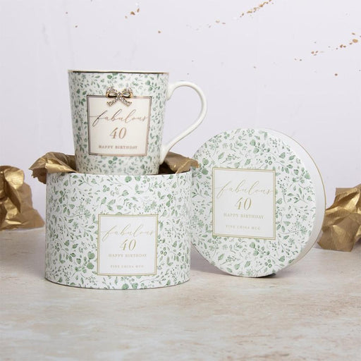 'Fabulous 40' Happy Birthday Floral Fine China Mug - Gifts - Bumbletree - Bumbletree
