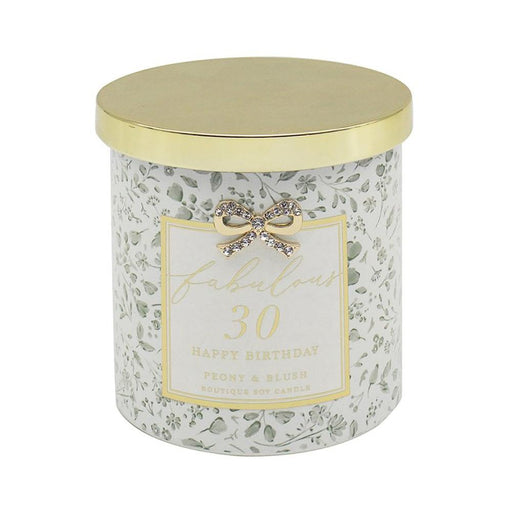 'Fabulous 30' Happy Birthday Peony & Blush Suede Boutique Candle - Home Fragrance - Bumbletree - Bumbletree