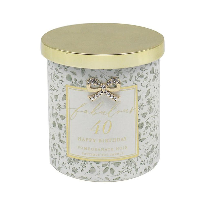 'Fabulous 40' Happy Birthday Pomegranate Noir Boutique Candle - Home Fragrance - Bumbletree - Bumbletree