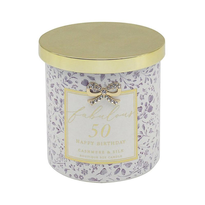 'Fabulous 50' Happy Birthday Cashmere & Silk Boutique Candle - Home Fragrance - Bumbletree - Bumbletree