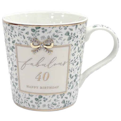 'Fabulous 40' Happy Birthday Floral Fine China Mug - Gifts - Bumbletree - Bumbletree