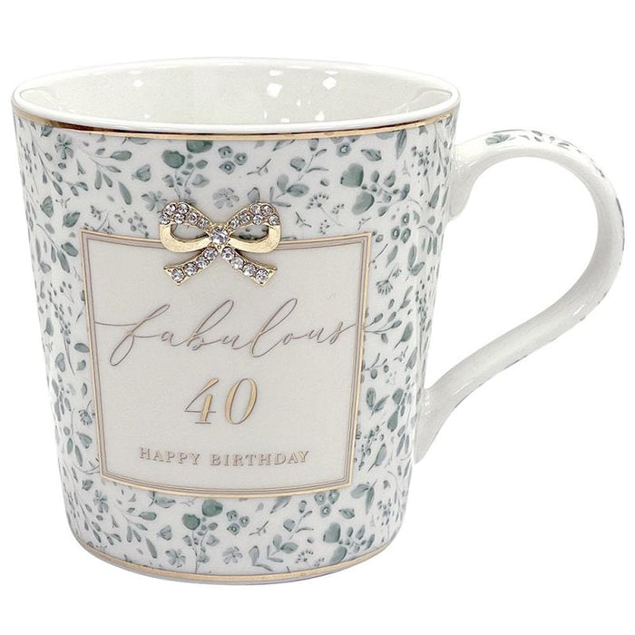 'Fabulous 40' Happy Birthday Floral Fine China Mug - Gifts - Bumbletree - Bumbletree