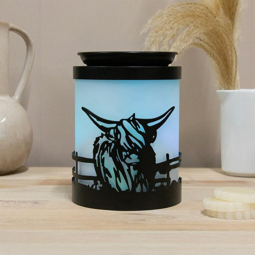 Highland Cow Northern Lights LED Colour Changing Wax Melt & Oil Burner Aroma Lamp - Home Fragrance - Bumbletree - Bumbletree