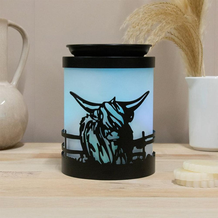 Highland Cow Northern Lights LED Colour Changing Wax Melt & Oil Burner Aroma Lamp - Home Fragrance - Bumbletree - Bumbletree