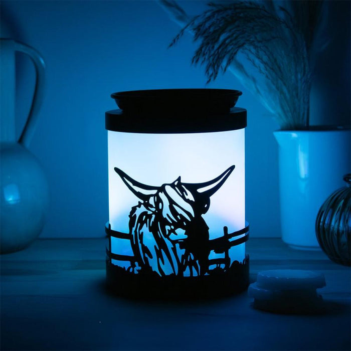 Highland Cow Northern Lights LED Colour Changing Wax Melt & Oil Burner Aroma Lamp - Home Fragrance - Bumbletree - Bumbletree