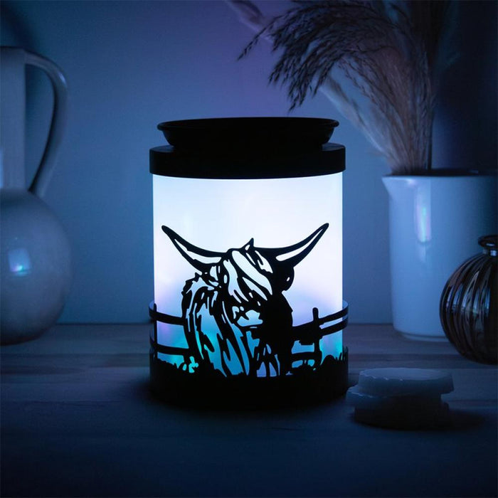Highland Cow Northern Lights LED Colour Changing Wax Melt & Oil Burner Aroma Lamp - Home Fragrance - Bumbletree - Bumbletree