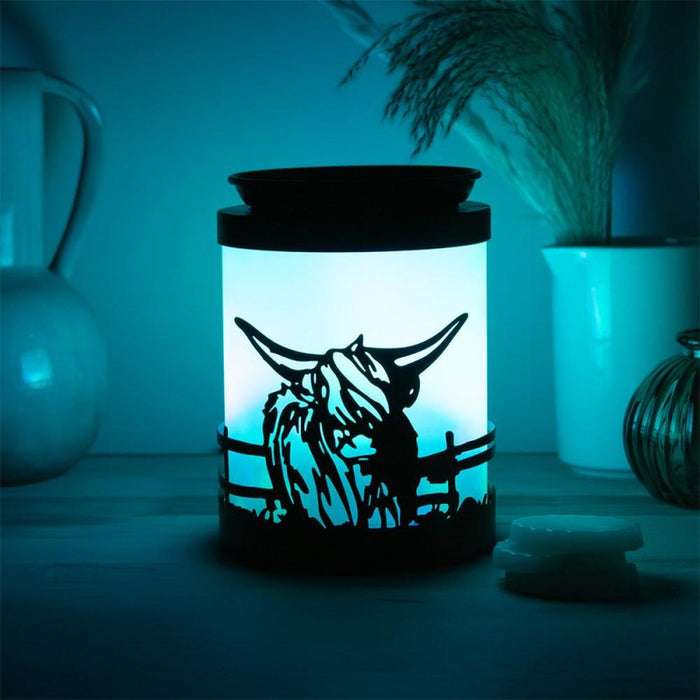 Highland Cow Northern Lights LED Colour Changing Wax Melt & Oil Burner Aroma Lamp - Home Fragrance - Bumbletree - Bumbletree