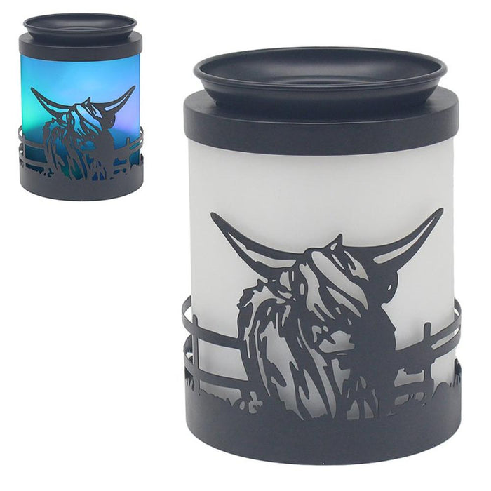 Highland Cow Northern Lights LED Colour Changing Wax Melt & Oil Burner Aroma Lamp - Home Fragrance - Bumbletree - Bumbletree