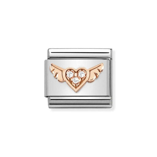 NOMINATION Classic Rose Gold & CZ Winged Heart Charm - Charms - Nomination - Bumbletree