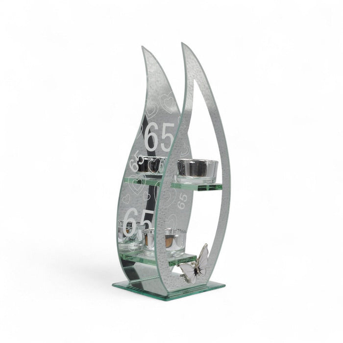 65th Birthday Butterfly Design Double Tealight Holder - Home Fragrance - Bumbletree - Bumbletree