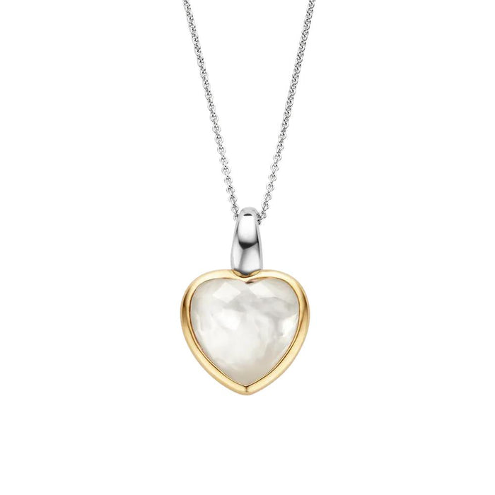 Ti Sento 'Mother of Pearl Heart' Sterling Silver & Gold Plated Necklace 6807MW - Jewellery - Ti Sento - Bumbletree
