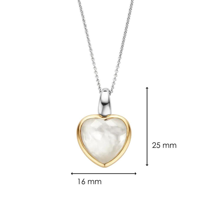 Ti Sento 'Mother of Pearl Heart' Sterling Silver & Gold Plated Necklace 6807MW - Jewellery - Ti Sento - Bumbletree