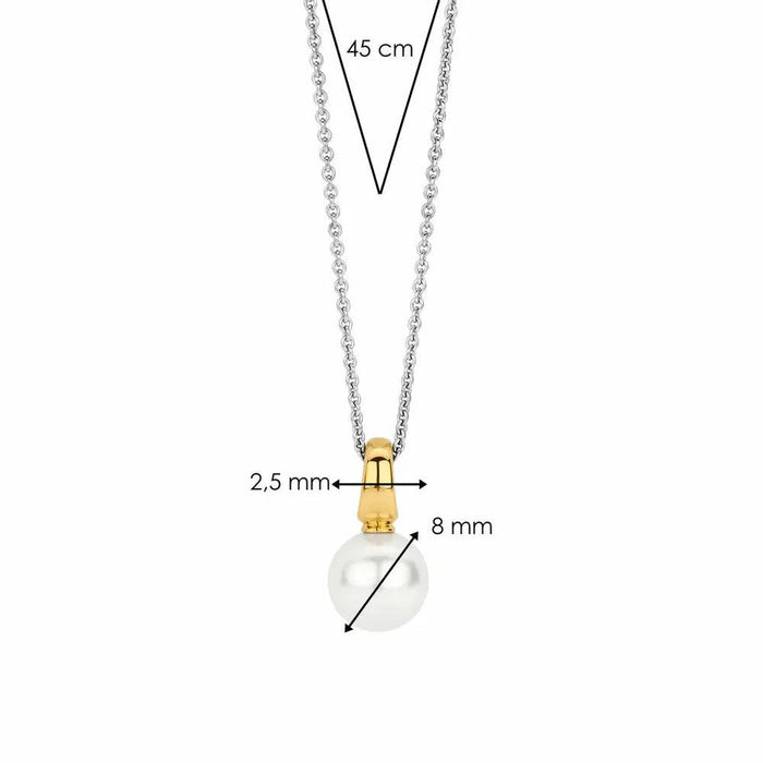 Ti Sento 'Pearl' Sterling Silver & Gold Plated Necklace 6835YP - Jewellery - Ti Sento - Bumbletree
