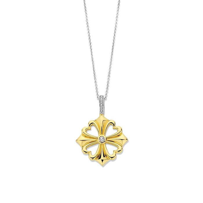 Ti Sento 'Clover' Sterling Silver & Gold Plated Necklace 6839ZY - Jewellery - Ti Sento - Bumbletree