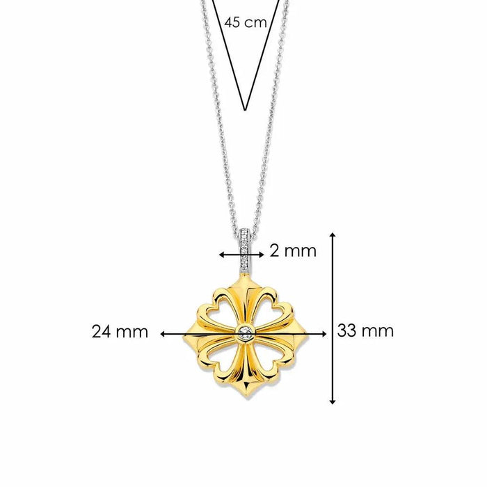 Ti Sento 'Clover' Sterling Silver & Gold Plated Necklace 6839ZY - Jewellery - Ti Sento - Bumbletree