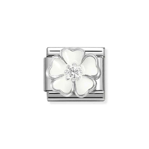 NOMINATION Classic Silver & White CZ White Flower Charm - Charms - Nomination - Bumbletree