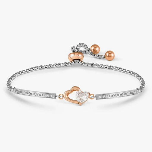 NOMINATION Milleluci Refined Rose Gold Double Heart CZ Bracelet - Jewellery - Nomination - Bumbletree