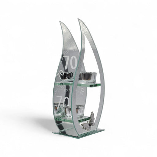 70th Birthday Butterfly Design Double Tealight Holder - Home Fragrance - Bumbletree - Bumbletree