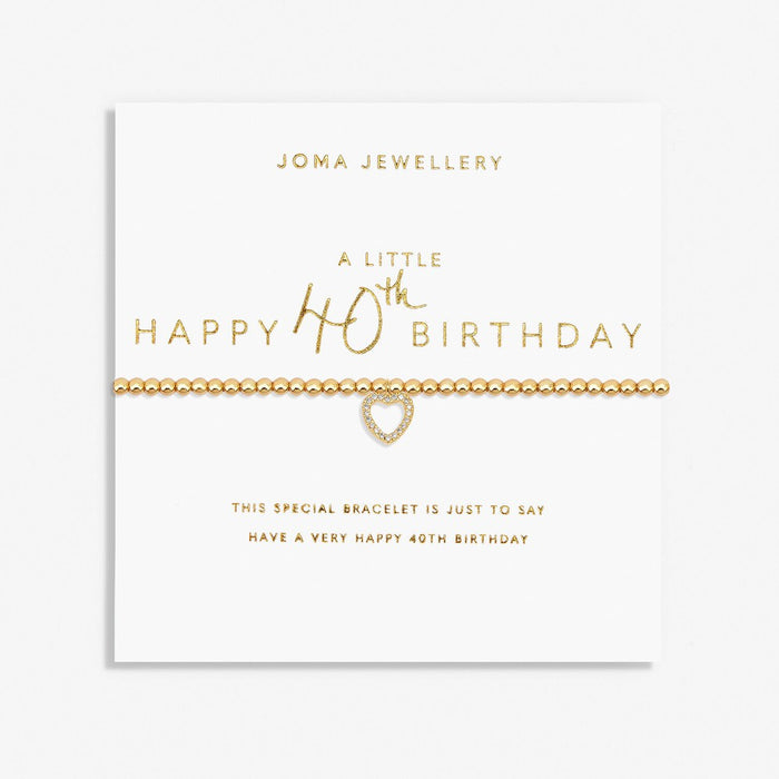 Joma Jewellery Gold A Little 'Happy 40th Birthday' Bracelet - Jewellery - Joma Jewellery - Bumbletree