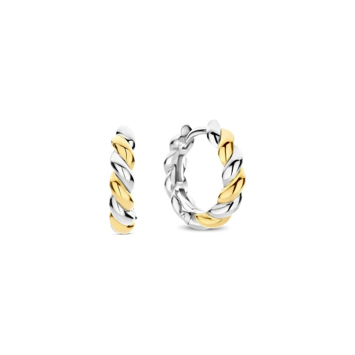 Ti Sento 'Twisted Hoop' Sterling Silver & Gold Plated Earrings 78021SY - Jewellery - Ti Sento - Bumbletree