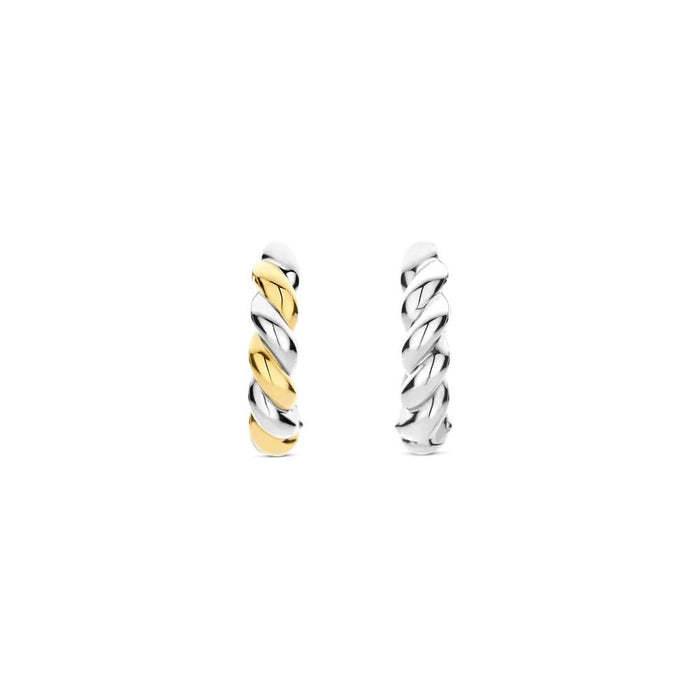 Ti Sento 'Twisted Hoop' Sterling Silver & Gold Plated Earrings 78021SY - Jewellery - Ti Sento - Bumbletree