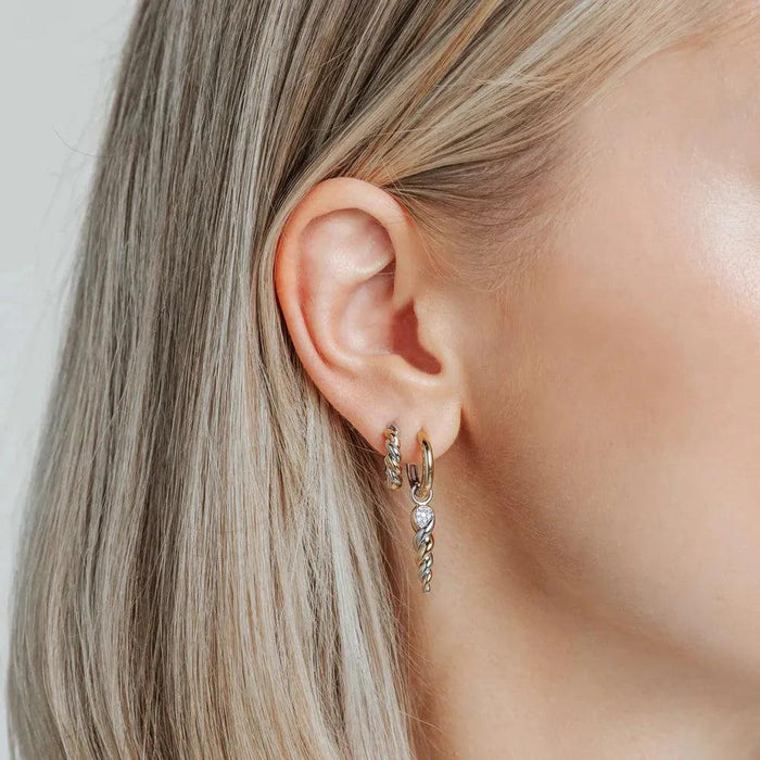 Ti Sento 'Twisted Hoop' Sterling Silver & Gold Plated Earrings 78021SY - Jewellery - Ti Sento - Bumbletree