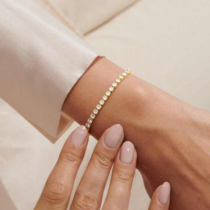 Joma Jewellery Bracelet Bar Square Cubic Zirconia Tennis Gold Bracelet