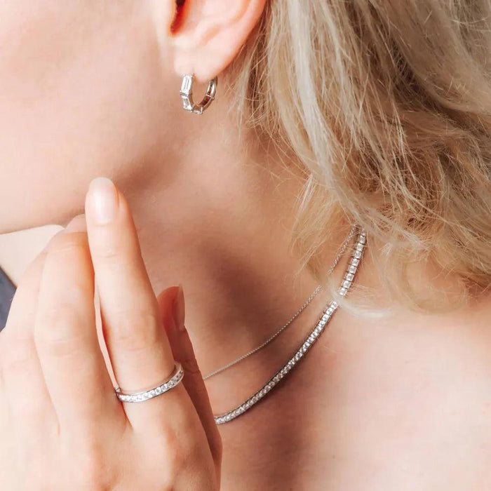 Ti Sento 'Baguette' Sterling Silver Hoop Earrings 7974ZI - Jewellery - Ti Sento - Bumbletree