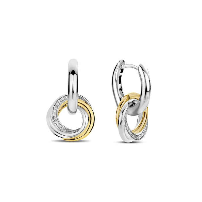 Ti Sento 'Twisted Circle' Sterling Silver & Gold Plated Earrings 7976ZY - Jewellery - Ti Sento - Bumbletree