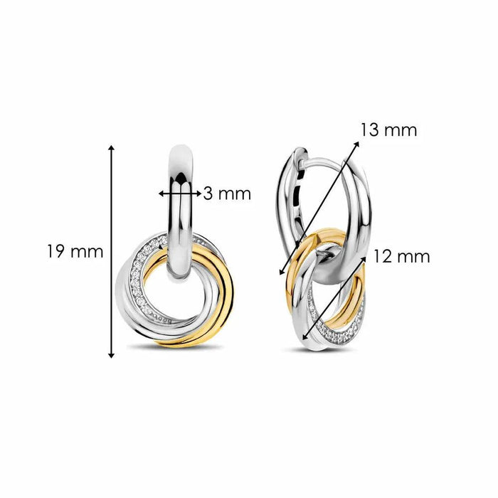 Ti Sento 'Twisted Circle' Sterling Silver & Gold Plated Earrings 7976ZY - Jewellery - Ti Sento - Bumbletree