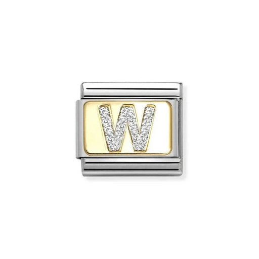 NOMINATION Classic Gold & Silver Glitter Letter W Charm - Charms - Nomination - Bumbletree