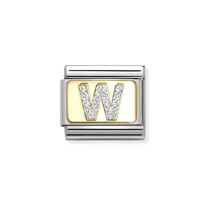 NOMINATION Classic Gold & Silver Glitter Letter W Charm - Charms - Nomination - Bumbletree