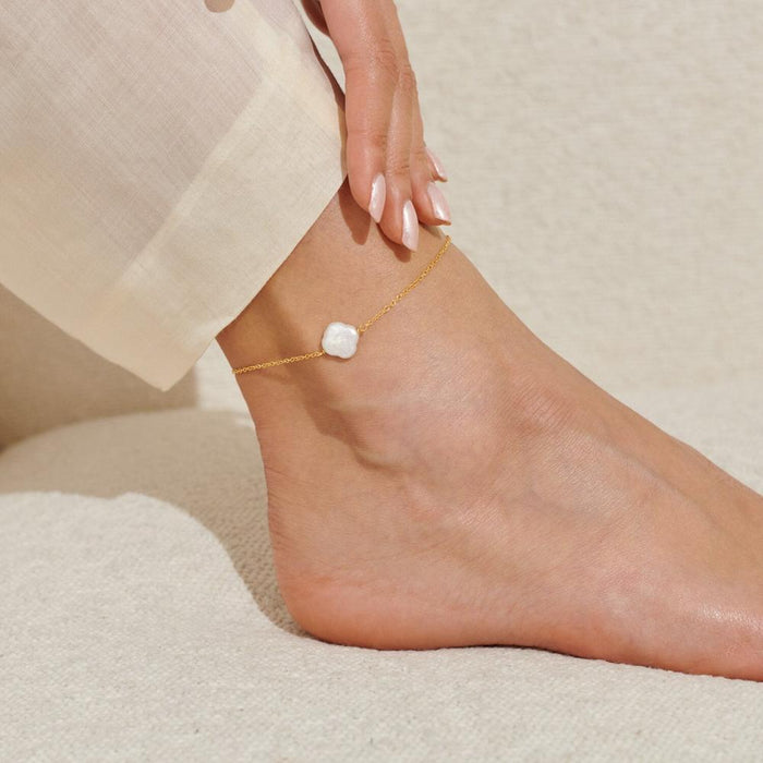 Joma Jewellery Pearl Clover Gold Anklet - Jewellery - Joma Jewellery - Bumbletree