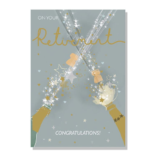 Retirement Card With Champagne And Cork Design - Cards - Bumbletree - Bumbletree