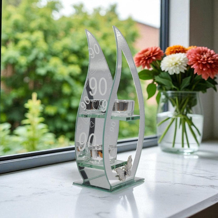 90th Birthday Butterfly Design Double Tealight Holder - Home Fragrance - Bumbletree - Bumbletree