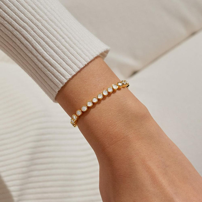 Joma Jewellery Bracelet Bar Round Cubic Zirconia Tennis Gold Bracelet