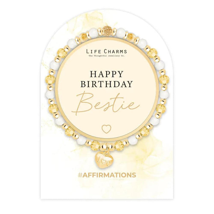 Life Charms 'Happy Birthday Bestie' Yellow Crystal Affirmation Bracelet - Jewellery - Life Charms - Bumbletree
