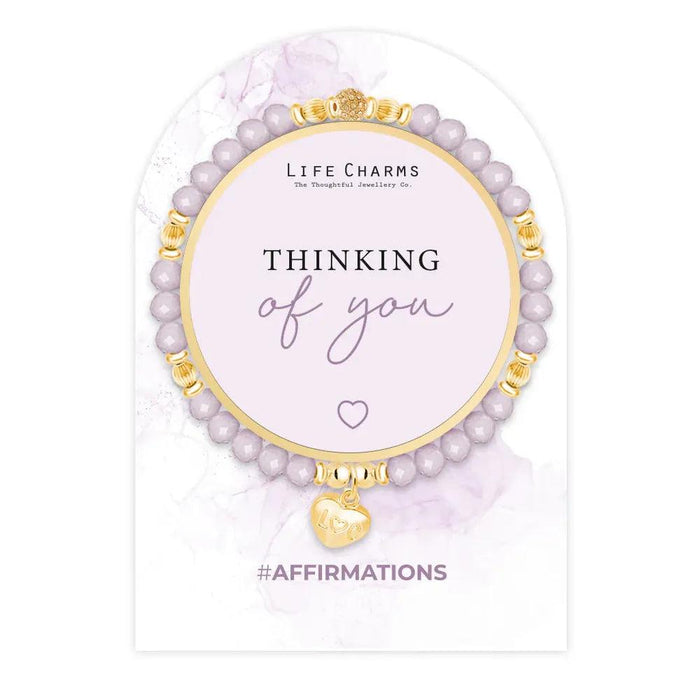 Life Charms 'Thinking Of You' Purple Crystal Affirmation Bracelet - Jewellery - Life Charms - Bumbletree