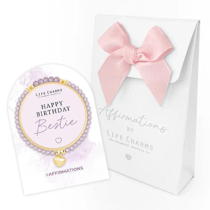 Life Charms 'Happy Birthday Bestie' Purple Crystal Affirmation Bracelet - Jewellery - Life Charms - Bumbletree